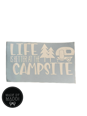 'Life is Better at the Campsite' car decal