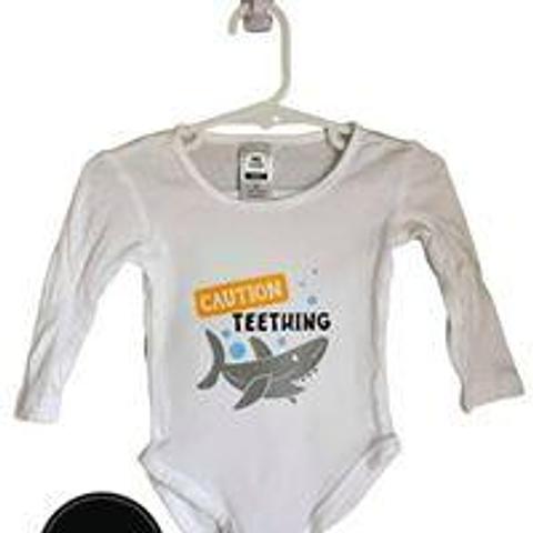 'Caution Teething' Baby Suit
