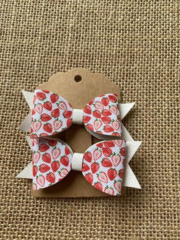 Strawberries Piggy Tail Bows